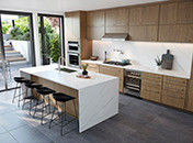 Light Modern Kitchen with Solid Surface Waterfall countertop | Monte  Amiata