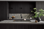 Deep, dramatic, dark wood cabinetry