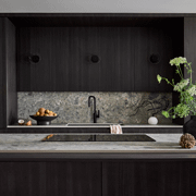 Deep, dramatic, dark wood cabinetry