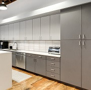 P409 Stonewashed Denim & S576 Galena _Automatic leasing, office kitchen cabinets _designed by 510 Architects