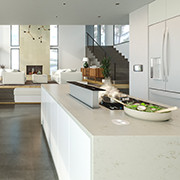 Light and Airy Modern Kitchen with Quartz Countertop and Laminate Cabinet Doors
