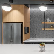 W450 Rift Golden Oak _office kitchen_Verizon Southlake project