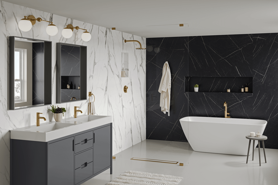 Classic Black and White Multifamily Bathroom