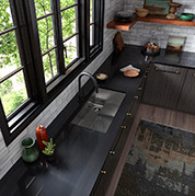 Contrast and Texture Kitchen with Quartz Countertop