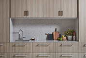 Kitchen Niche with Quartz Countertop and Backsplash and Laminate Cabinet Fronts