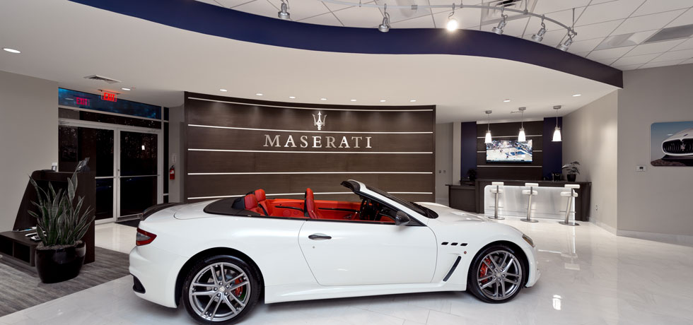 Maserati of Richmond - Curved Feature Wall in RE-COVER Laminate