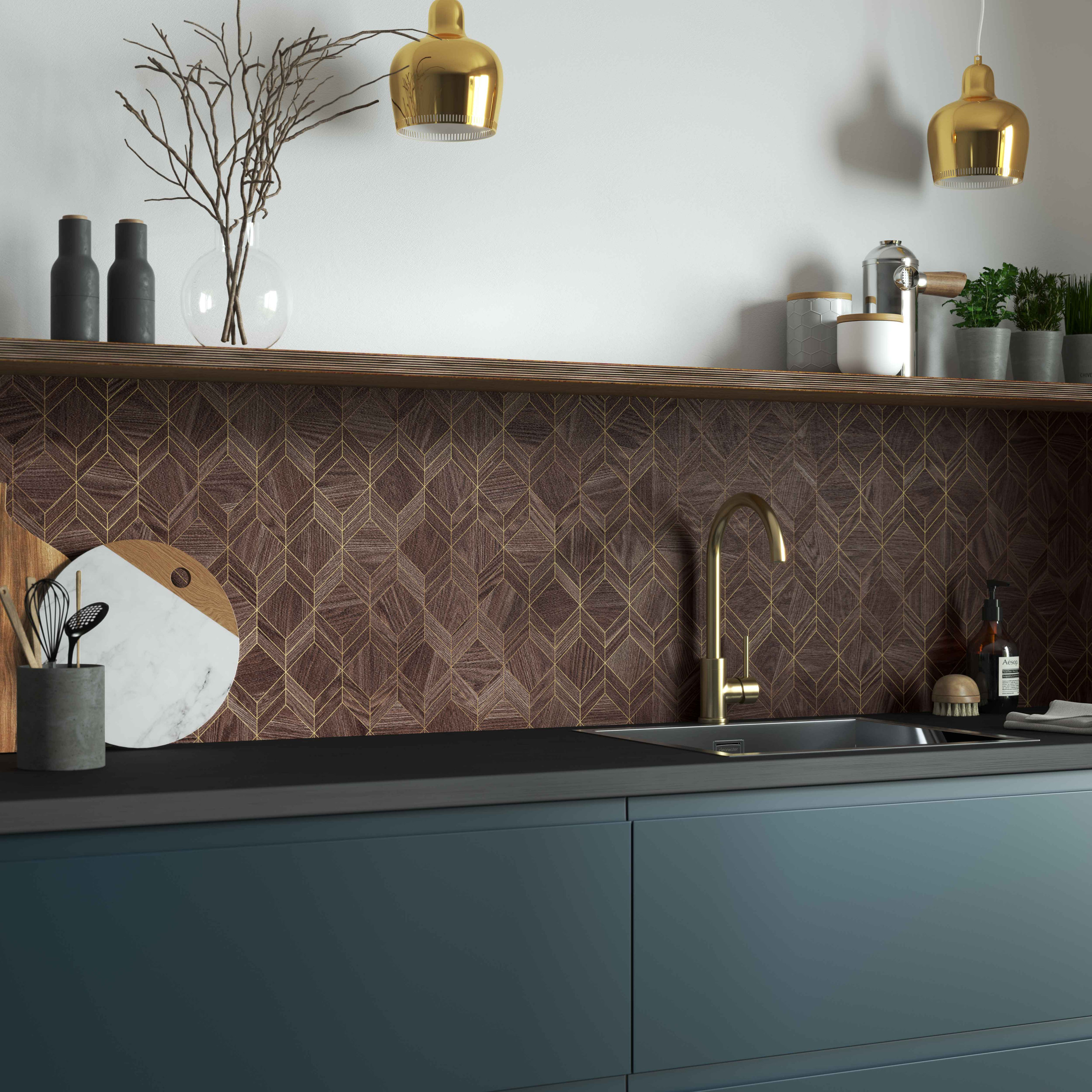 Alloy Splashback - Heritage Walnut