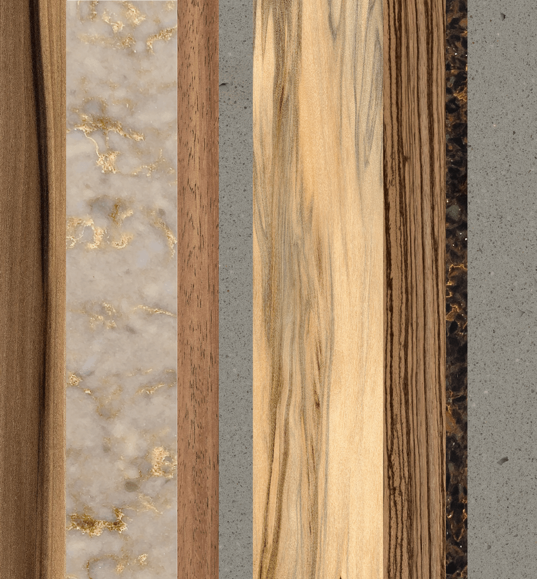 Mood board image of different surfaces.